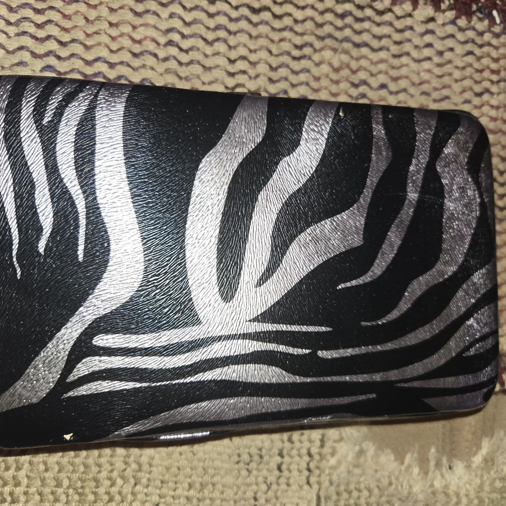 Zebra Pattern Phone Case - Black and Silver